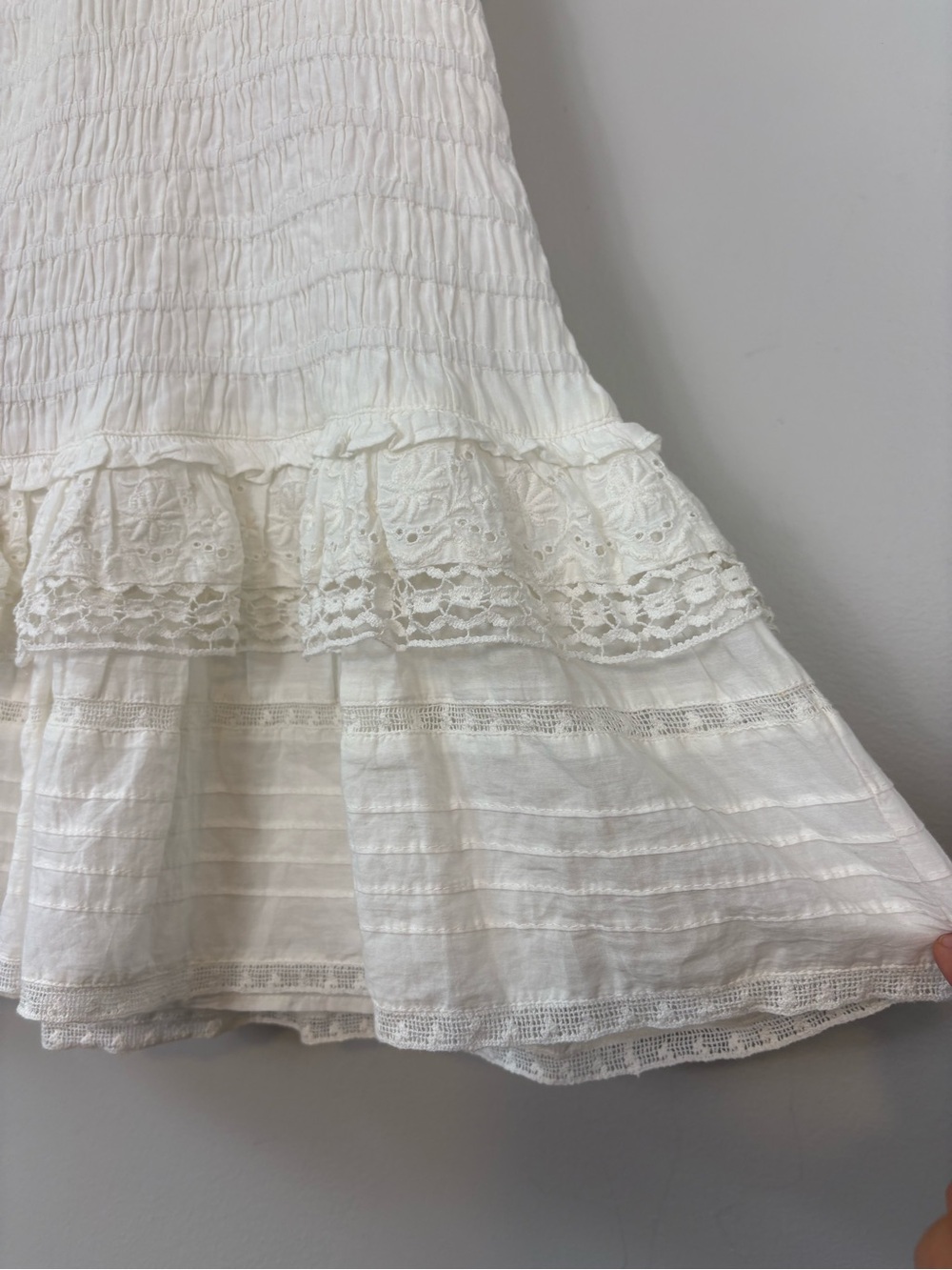 Loveshackfancy Rena Embroidered Mini Dress Antique White Size P - Picture 10 of 15